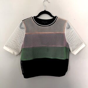 Mesh Colorblock Crop Top Size Medium